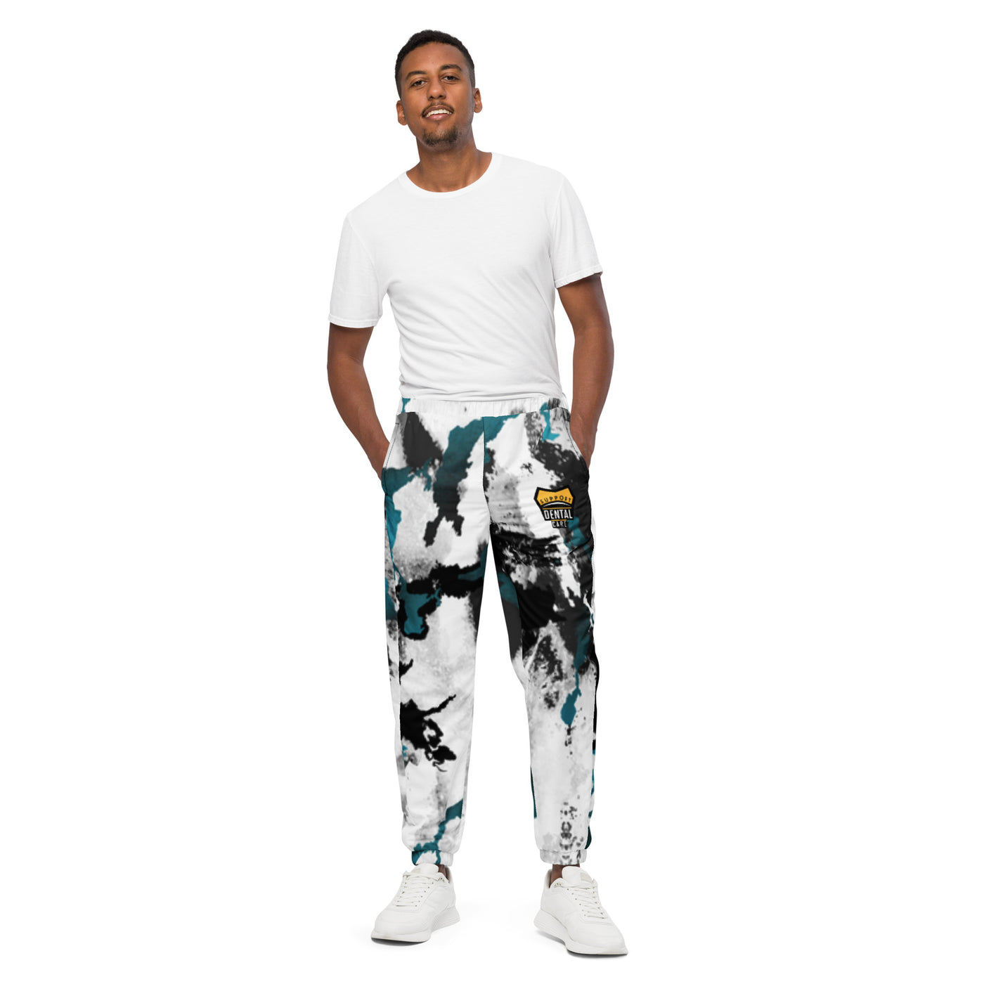 "Support Dental Care" Unisex track pants All-Over Print - Dark night
