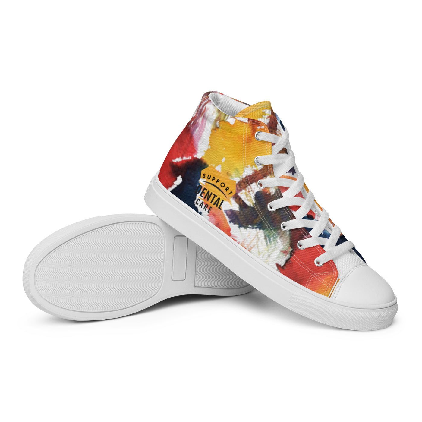 "Support Dental Care" Women's high top canvas shoes - Art work